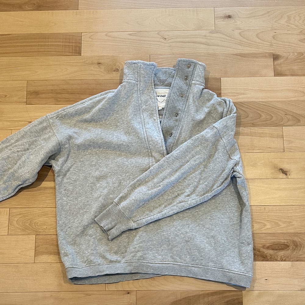 Heather Gray Snap-Front Pullover Sweatshirt